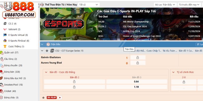 Điều khiến người chơi mê mẩn U888 cá cược thể thao điện tử